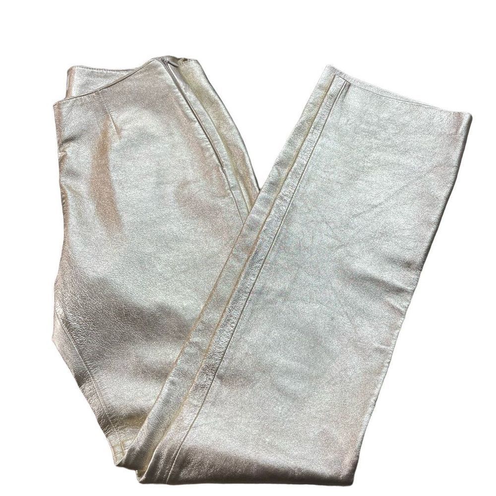 Hugo buscati gold champagne leather pants sz 6